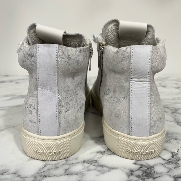 P448 Star High Tops White Leather Metallic Silver Woman’s Size 38 US 7.5/8 - Picture 6 of 13